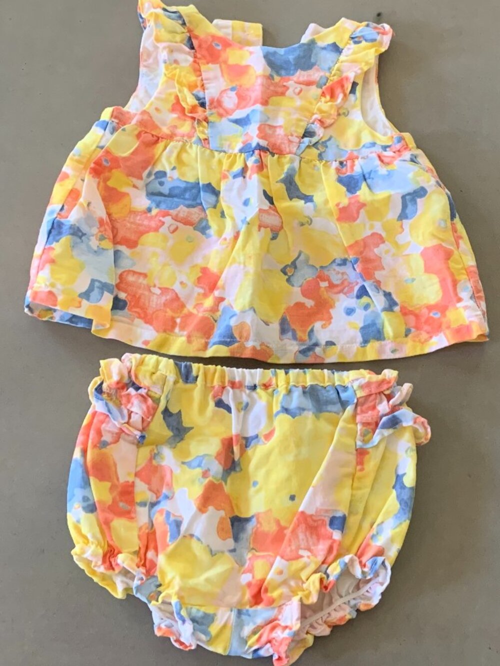 Janie and Jack Baby Girl Floral Top & Bloomers Set 6-12M | Watercolor Print Outf